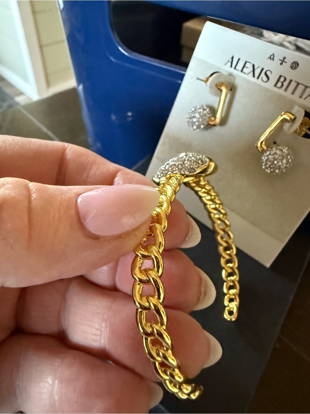 Alexis Bittar Gold-tone Crystal Heart Bracelet and Stud Earrings Set - Picture 4 of 5